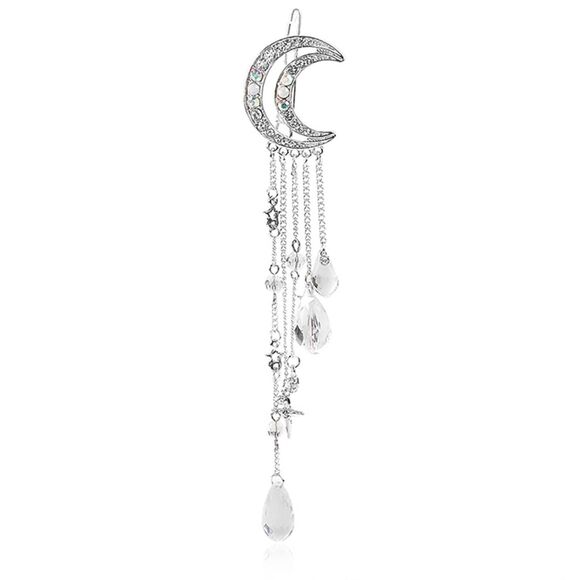 Wicked Silk Eclipse Crescent Half Moon Dangling Charm Hair Clip - Picture 1 of 4